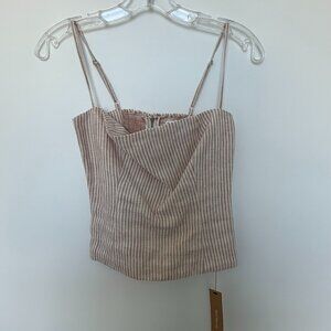 NWT reformation pink beige striped spaghetti strap top adjustable straps size 0